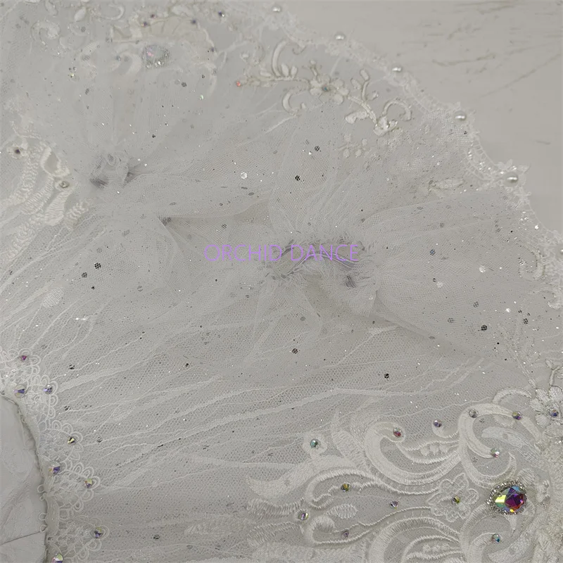 고품질 12 레이어 어린이 소녀 여성 성인 성능 착용 잠자는 숲 속의 아름다움 실버 요정 흰색 전문 발레 의상