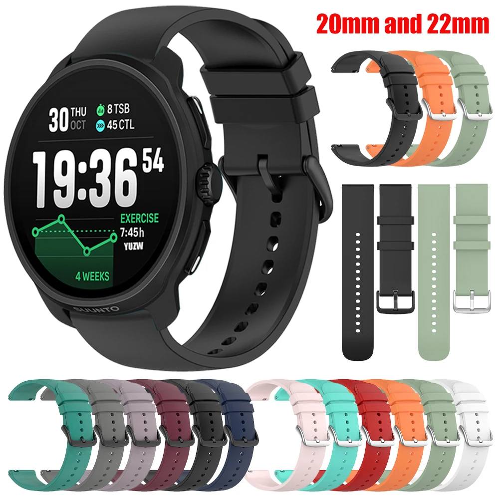 20 22 mm Band für SUUNTO RACE 2 S/RUN/VERTICAL/5 9 PEAK PRO Weiches Silikon-Uhrenarmband für COROS PACE 3 APEX 2 Pro Correa-Armband