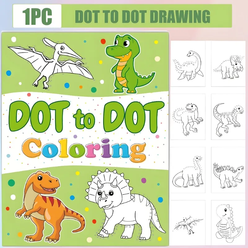 

2in1 Jumbo Dot To Dot and Draw Activity Book - Connect The Dots To Create Dinosaurs Tracing Coloring Counting Practice Workbook