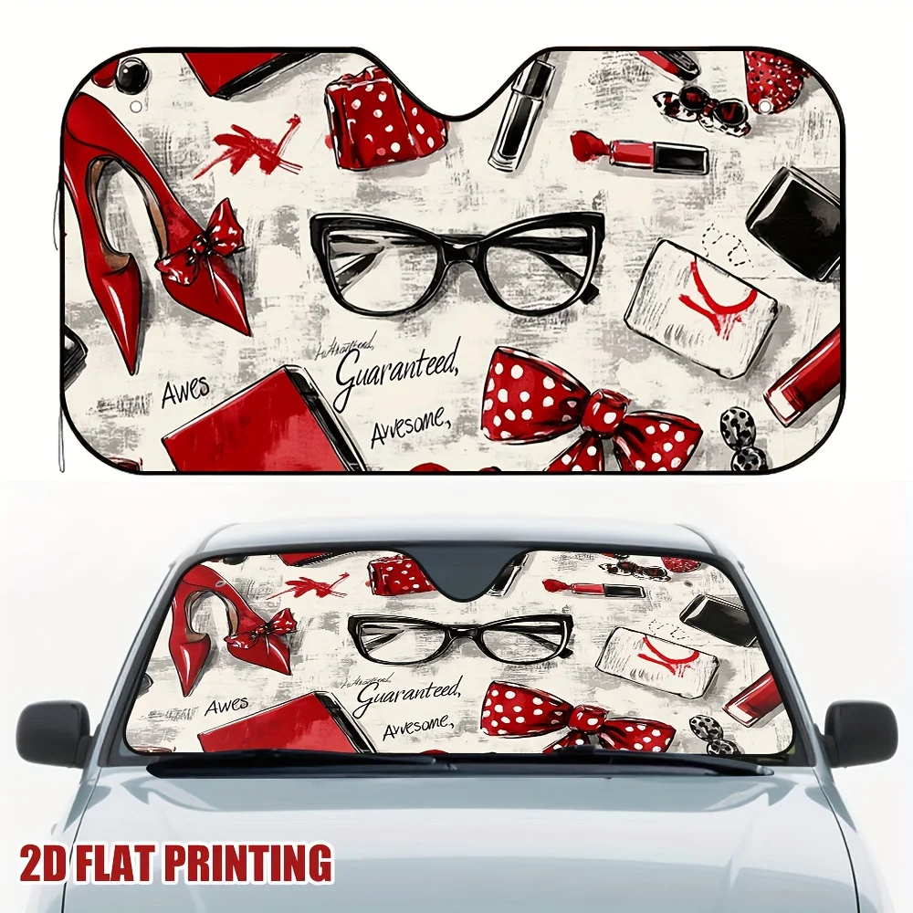 1pc Red Glam Accessories Car Sun Visor, Fits Long Rides And Repeat City Loops, Designed To Ease Heat From Sun Exposure