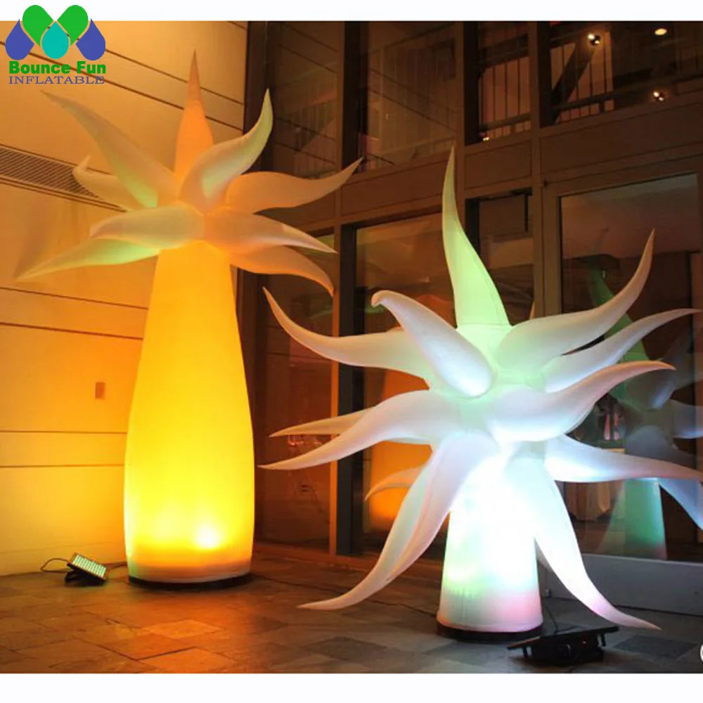 63cmD Party Inflatable LED Pillar Lighting Decoration Light Up Tree Night Event Outdoor Colorful Plants Balloon With Base Blower