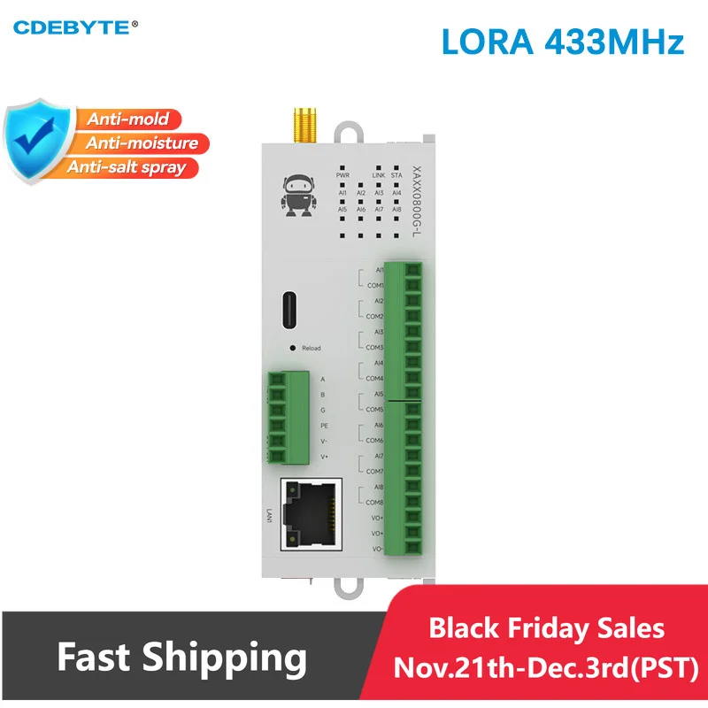 8ai-lora-433mhz-distributed-remote-io-module-rj45-rs485-cdebyte-m31-xaxx0800g-l-host-module-modbus-analog-switch-acquisition