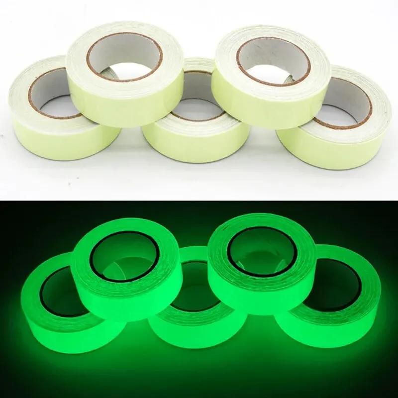 1 Roll Fluorescent Self-Adhesive Glow-In-The-Dark Tape Light Strip Fire Channel Stage Decoration Safety Exit Warning Stickers