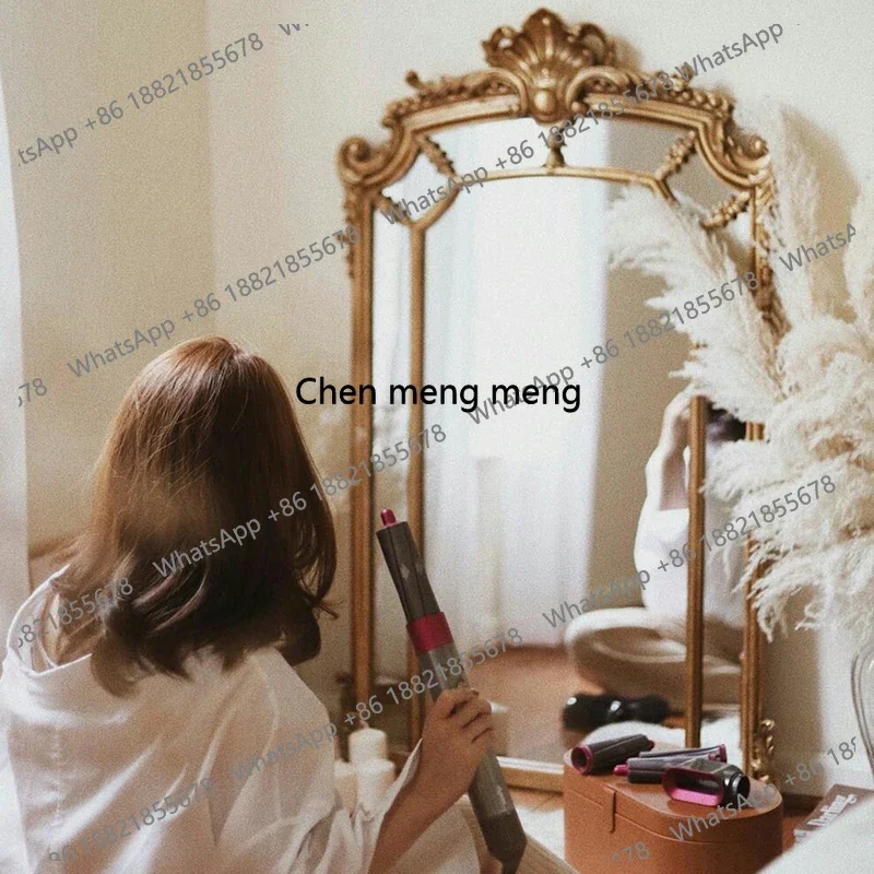 Custom Retro Makeup Mirror Crown Mirror Bedroom Dressing Table Standing Carved Mirror Wall-Mounted