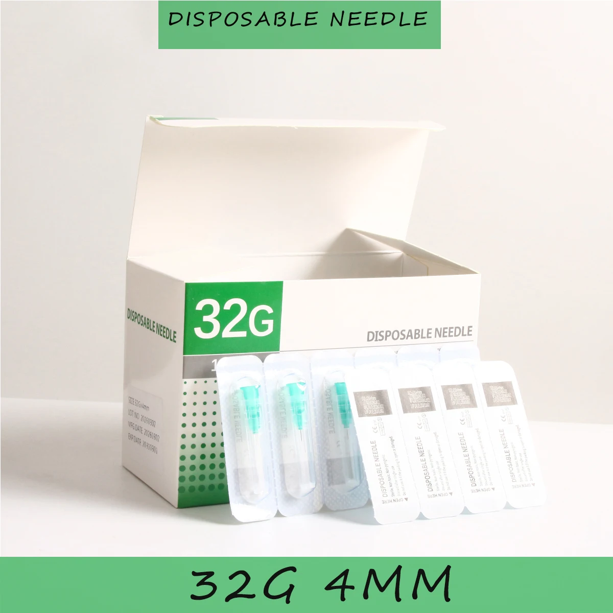 

1/10 упаковки, 32G, 4 мм, безболезненная игла для пирсинга, прозрачный шприц, инъекционный клей, прозрачная насадка, фармацевтическая инъекционная игла