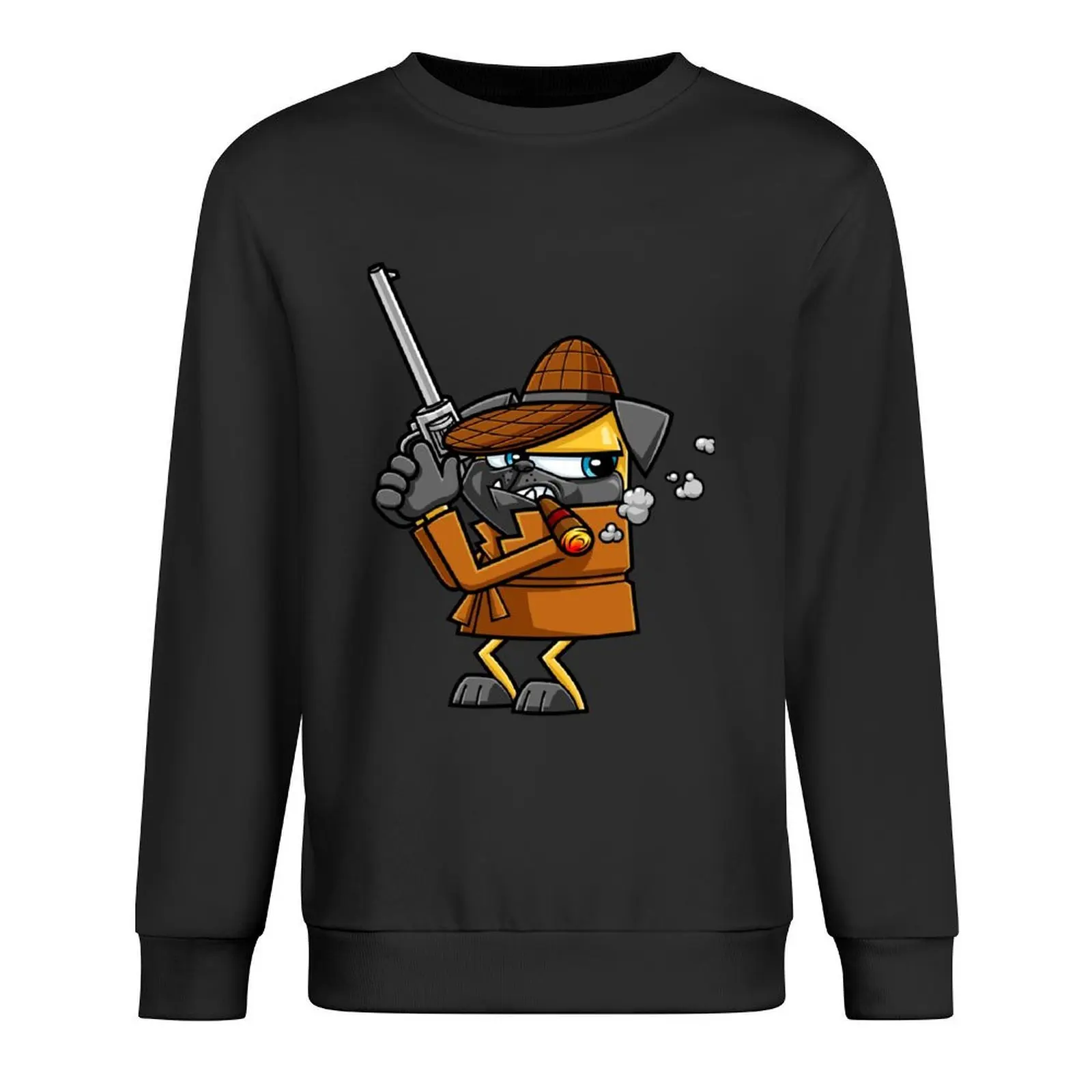 

Detective Pug Dog Cartoon Character Pullover men wear blouse mens clothing pullover
