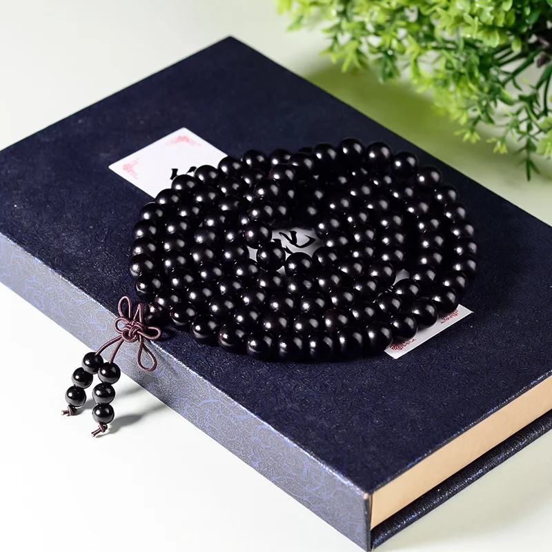 Black Sandalwood 108 Beads Bracelet Rosewood Prayer Chain Water Sink Wooden Ornament