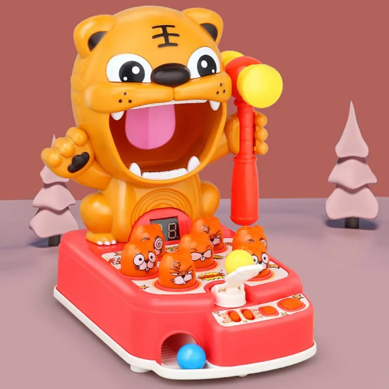 Multifunctionele kinderpuzzel Educatief interactief leren Stampend speelgoed, Kid Tiger Hameren Hit Game Speelgoed met verlichting Muziek