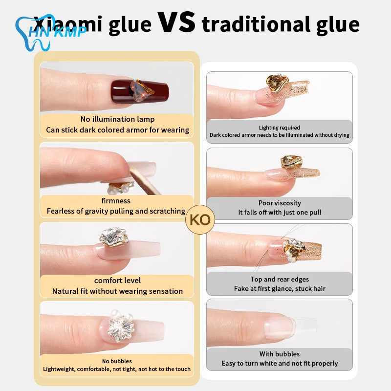 Sneldrogende stevige nagellijm met verwijderaar voor druk op nagels Tips Geen behoefte aan UV-lamp Langdurige nepnagelslijm