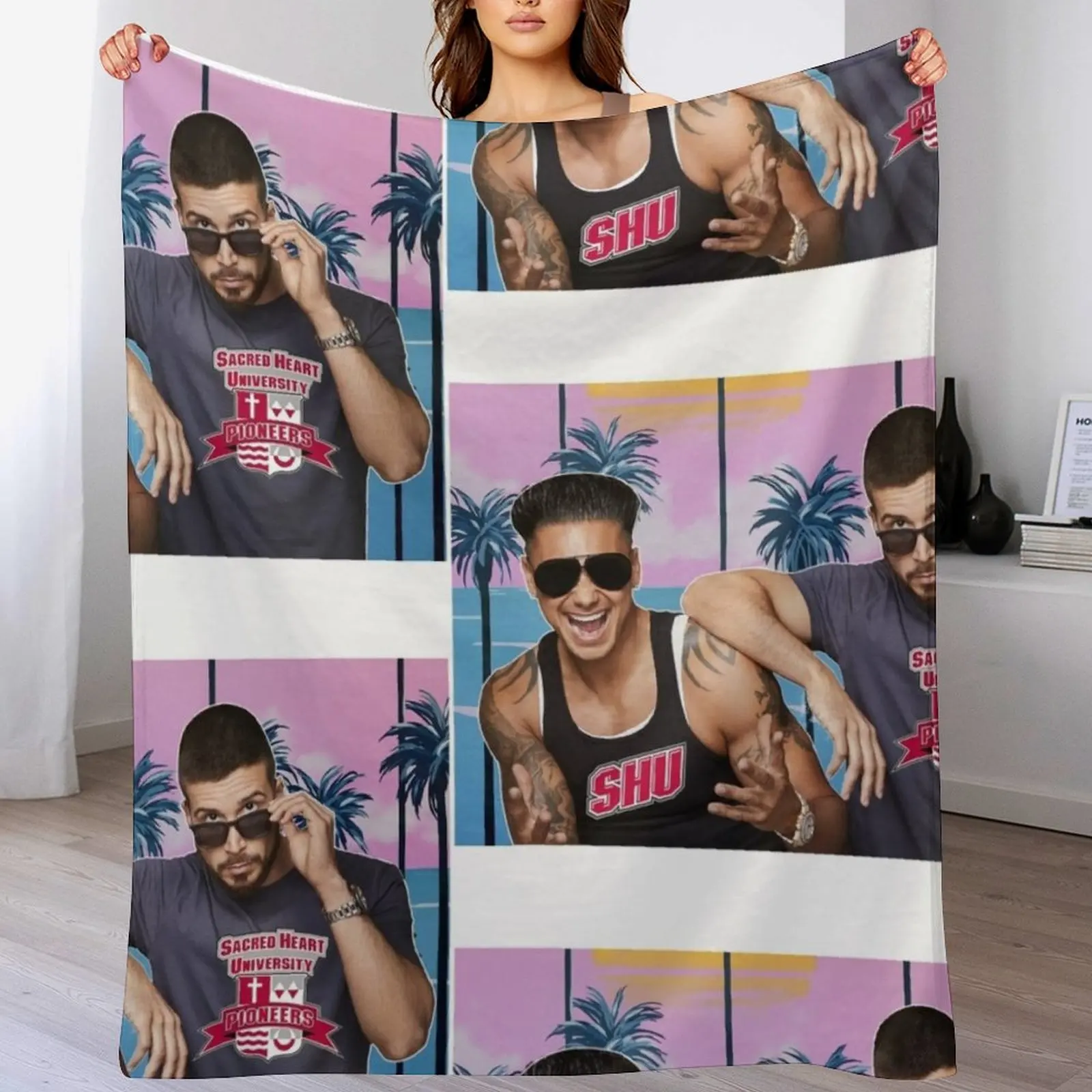 Vinny, Pauly D, & SHU 2 Throw Blanket Bed covers Vintage Summer Blankets