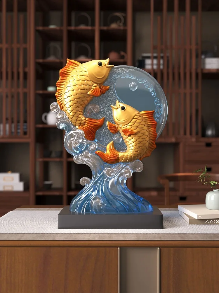 Having Surplus Koi Every Year Statuette Ornaments Crafts,Living Room Foyer Wine Cabinet Desktop Figurine Decorations,Gifts