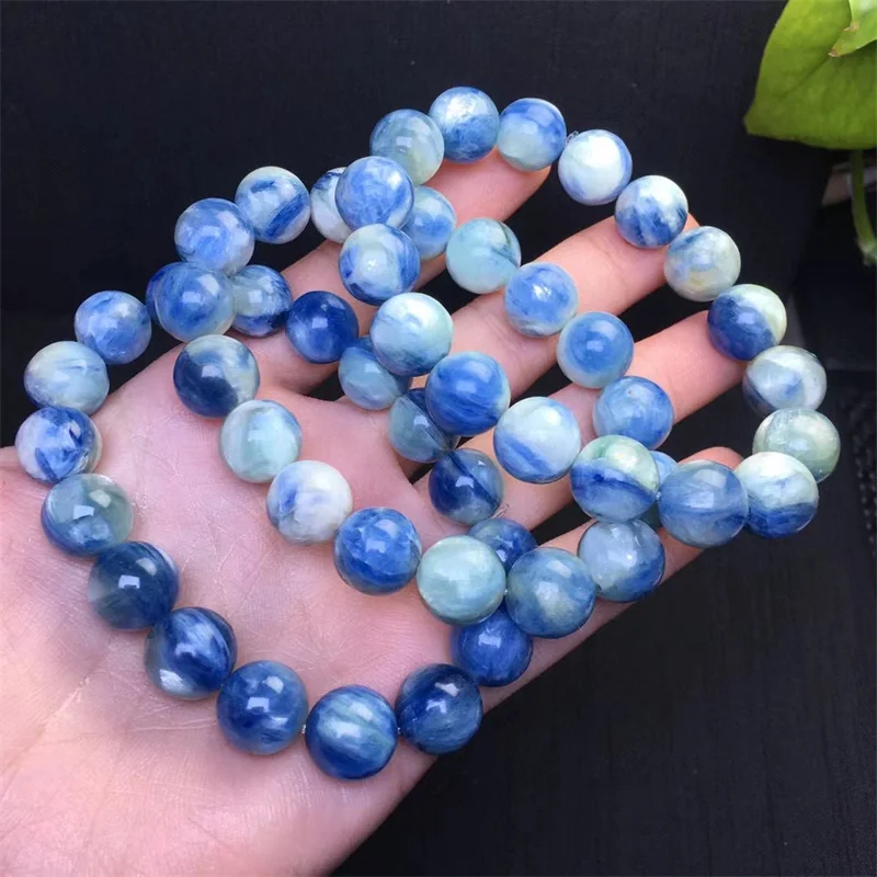 10MM Natural Green Kyanite Bracelet Women Fashion Round Stone Elegant Healing Strand Bangles Wristband Gift 1PCS