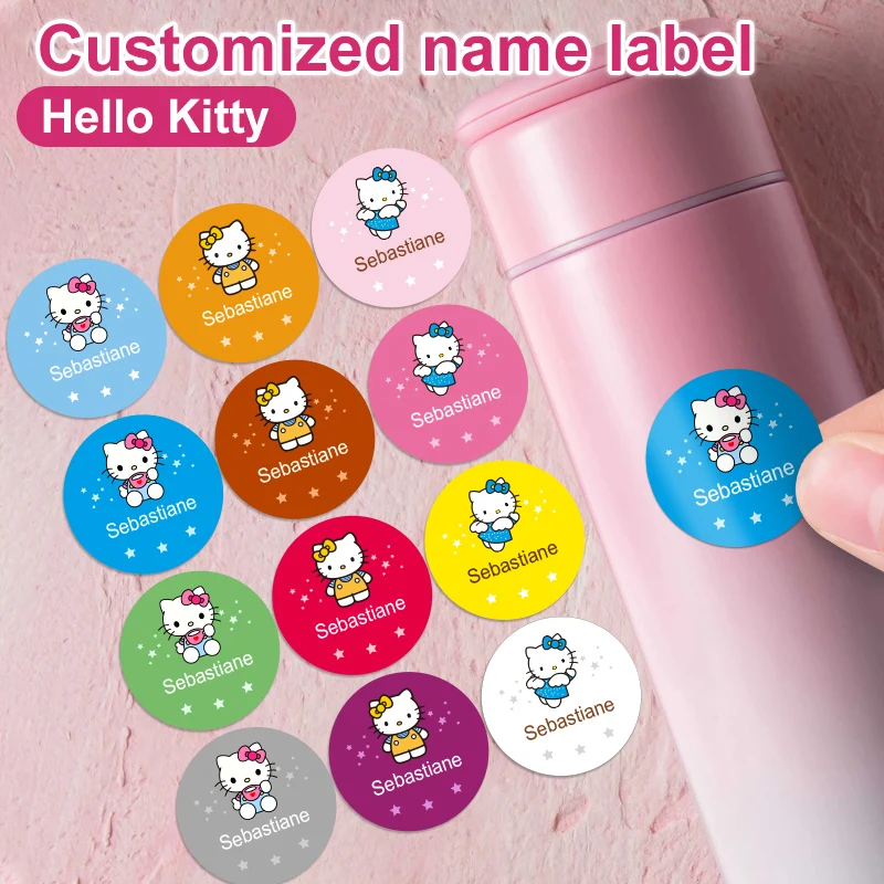 Custom Hello Kitty Name Stickers - Personalized Durable Labels for Makeup Palettes,Cosmetic Bags,Vanity Organizers Beauty Tools