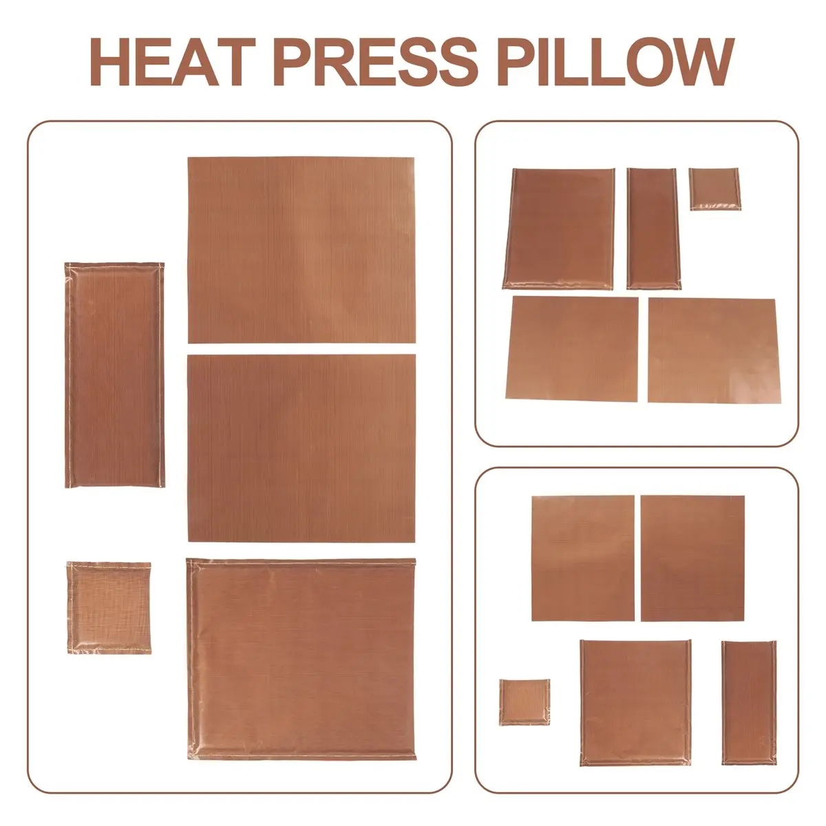 feelfeel 5Pcs/Set 3 Sizes Heat Pressing Transfer Pillow PTFE Heat Pad with 2PCS PTFE Heat Press Sheet for Heat Press Digital