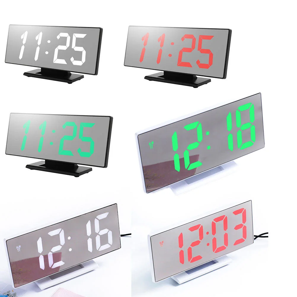 

Large Screen Led Digital Alarm Clock White Shell Time Date Temperature Display Silent Operation Bedside Table