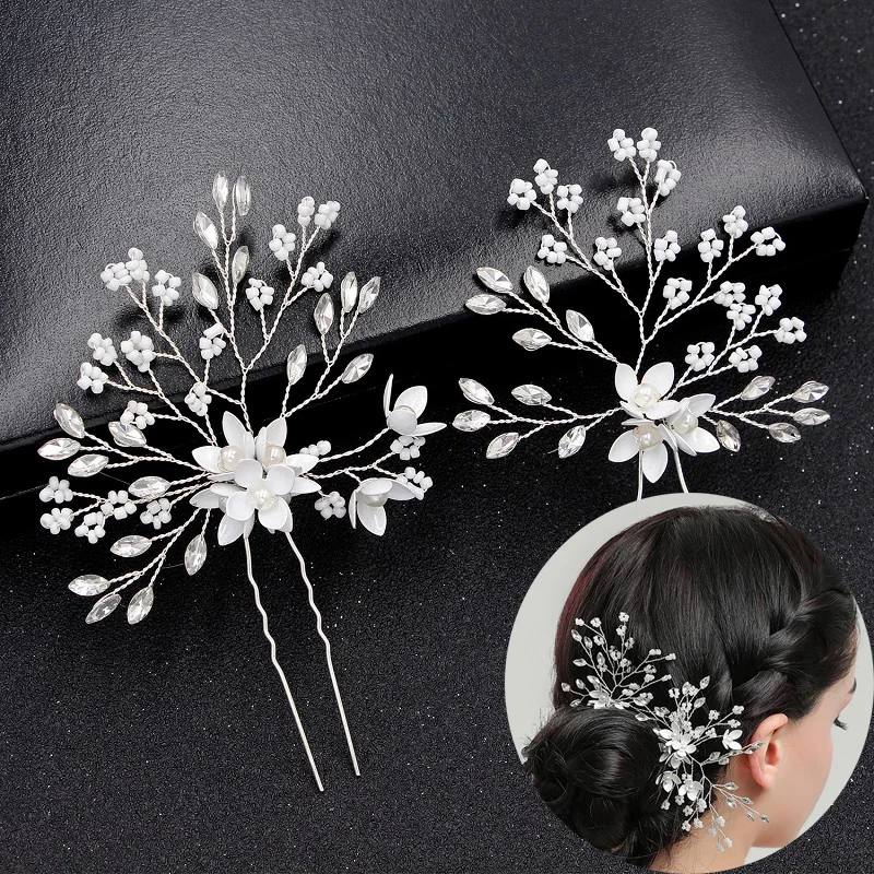 

2pcs/lot Korean bride wedding Handmade pearl beaded hairpin bridesmaid hair accessories Wedding Decoration hair jewelry
