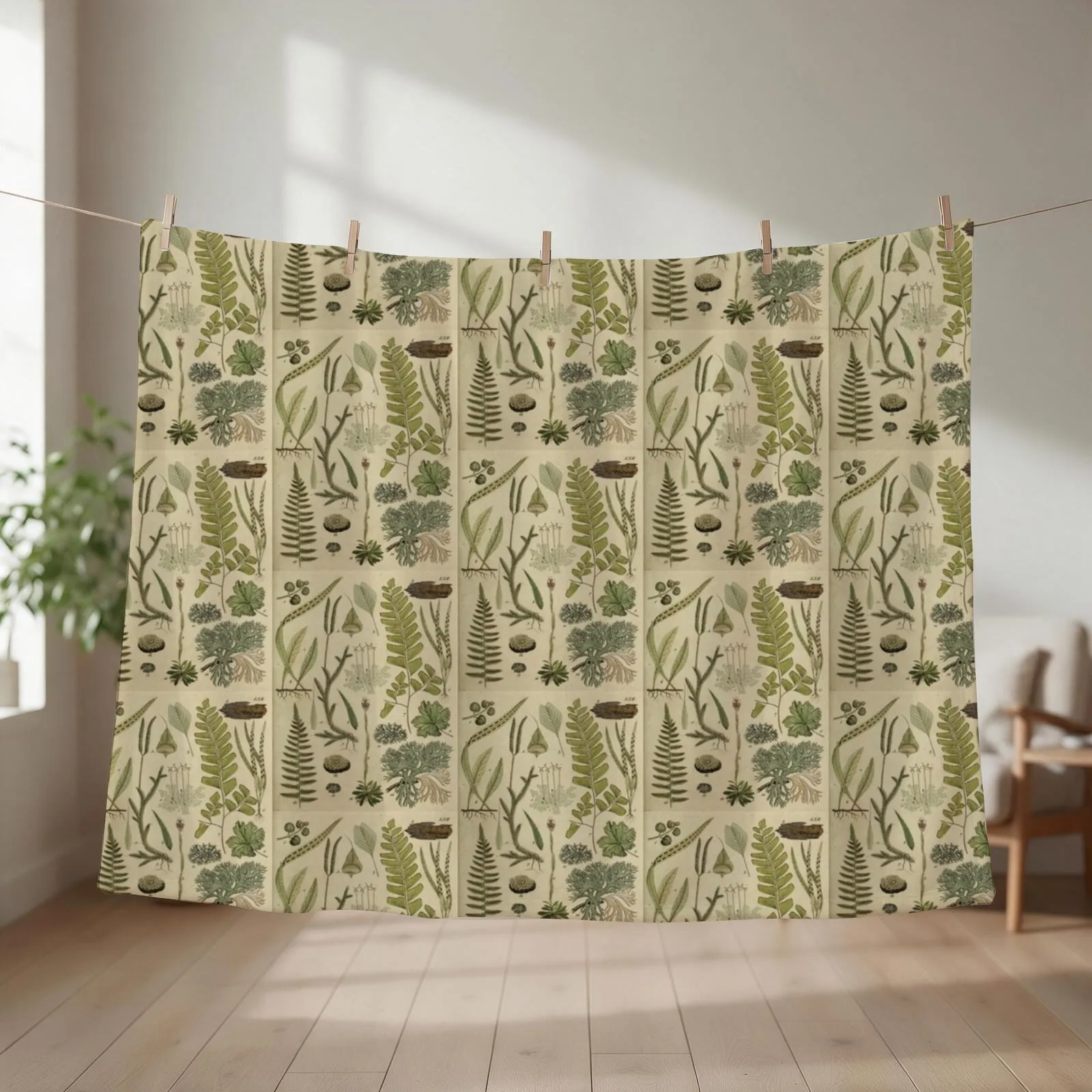 Ferns And Lichen Throw Blanket couch cozy soft plush fuzzy picnic outdoor blanket