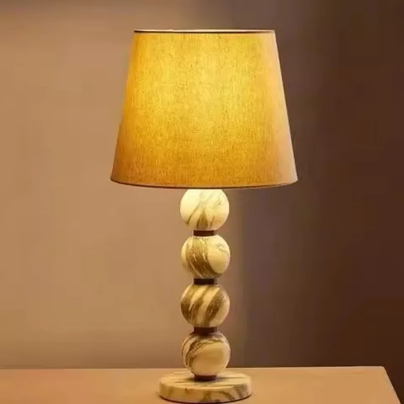 French style natural marble table lamp, designer model room villa bedroom living room study table lamp
