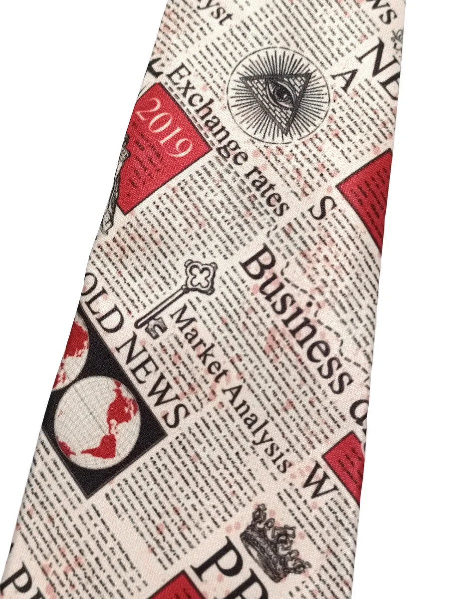 European and American British style retro nostalgic newspaper tie, men's free to wear short shirt accessories, beige student gir