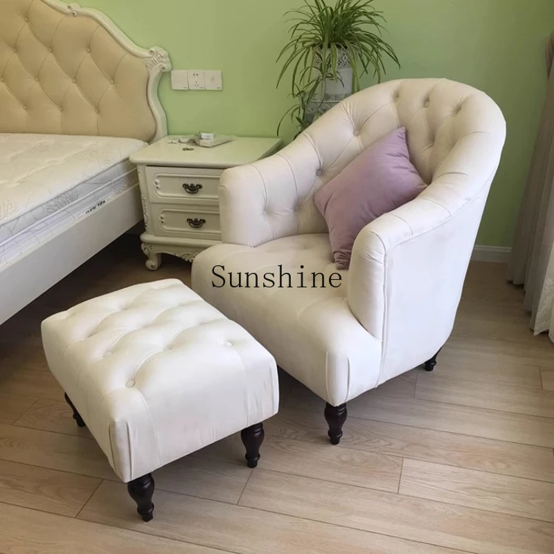 

Simple single sofa armchair living room bedroom balcony fabric solid wood casual clothing store
