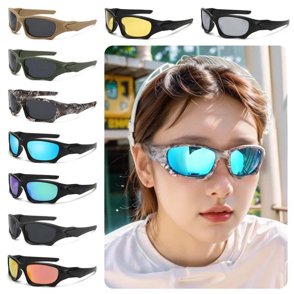 UV400 보호 편광 선글라스 빈티지 스타일 럭셔리 스포츠 선글라스 방풍 디자인 사이클링 안경 남여