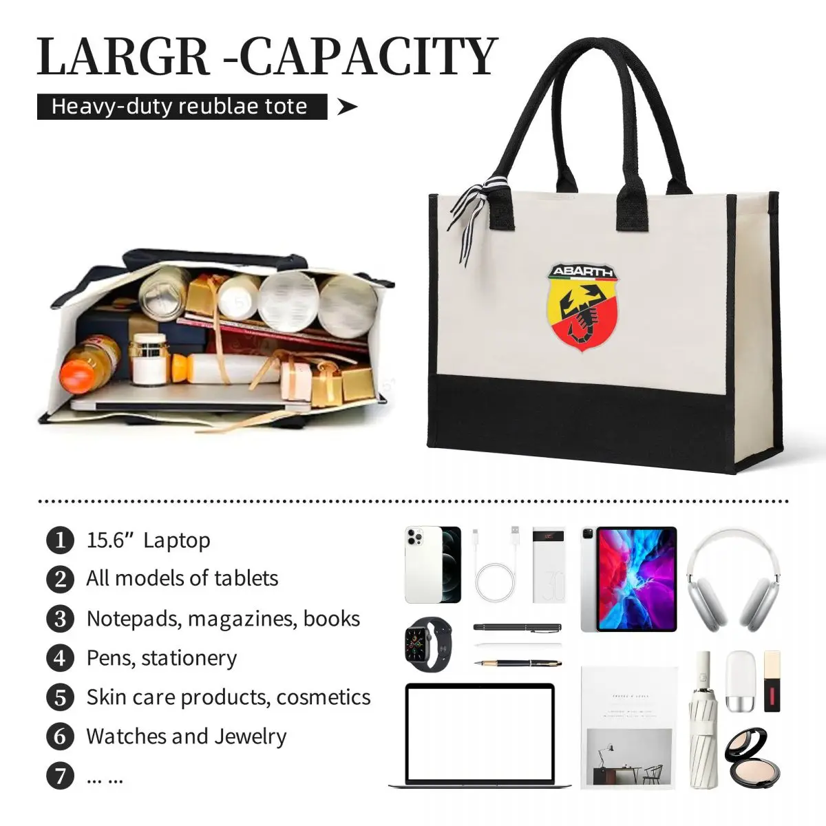 Abarth Logo Canvas Bag Shopping Bag Wedding Decoration Travel Wedding Bag best wedding gift