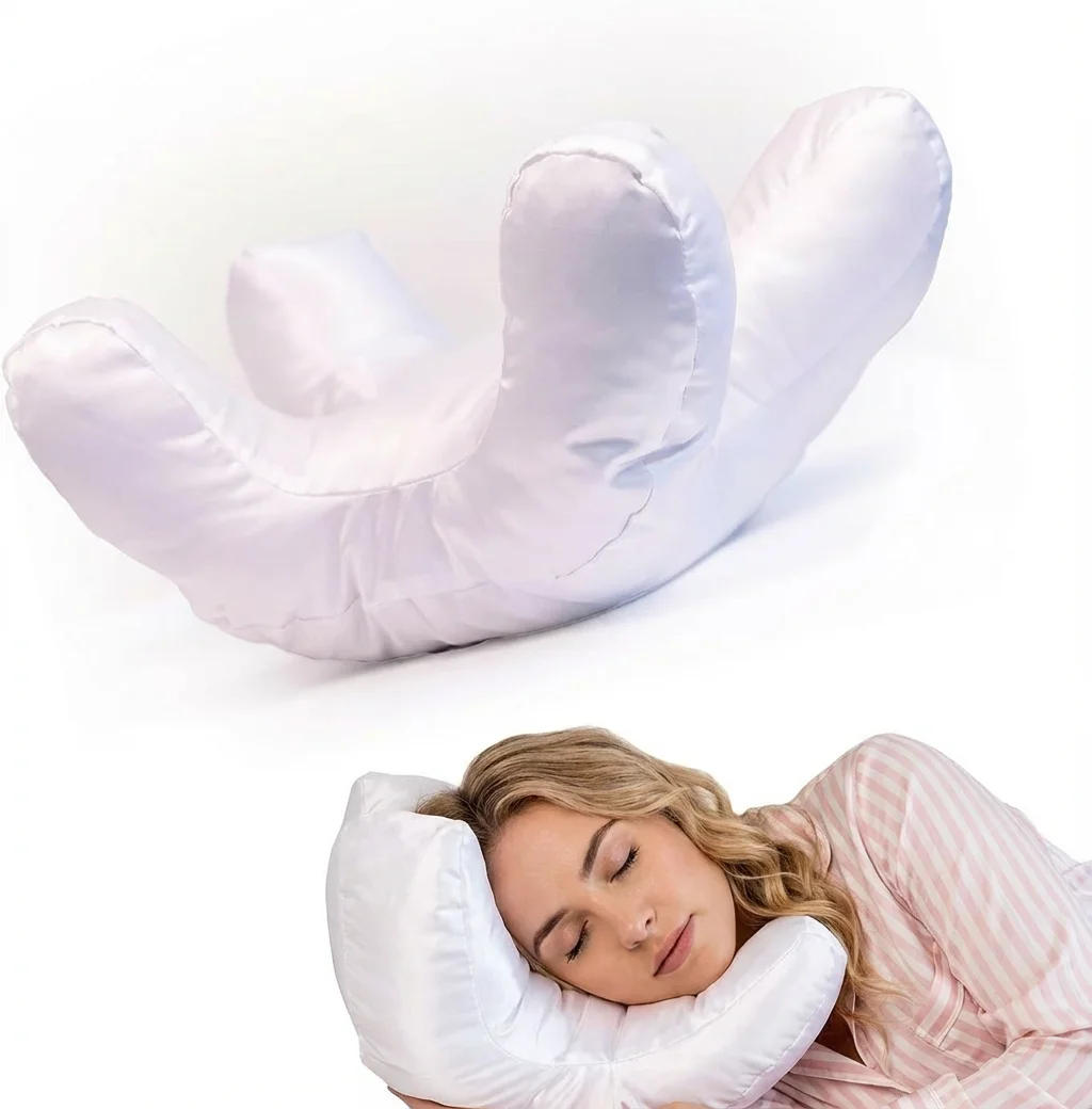 Face Pillow for Wrinkles, Anti Wrinkle Pillow for Beauty Sleep, Ergonomic Beauty Cervical Pillow with Cooling Silk Pillow Covers