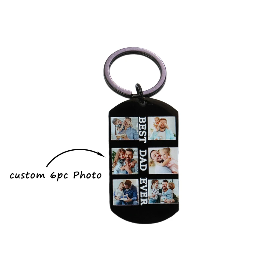 Personalized 6 Photos Keychain Best Dad Ever Customized Name Engraved Photo Keychain Father's Day Gift for Dad Daddy Papa Father