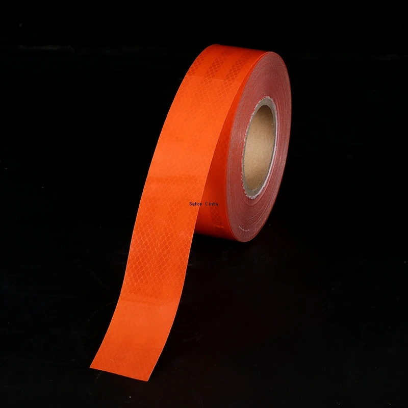 5cm*5m Orange Reflective Adhesive Tape High Visibility PET Micro Prismatic Waterproof Strips Conspicuity Safety Warning Sticker
