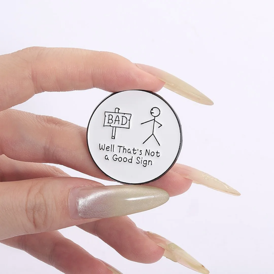 عصا الشكل مضحك روح الدعابة المينا دبابيس الكرتون علامة جيدة هذا ليس علامة جيدة بروش معدني الملابس قبعة شارة مجوهرات هدايا