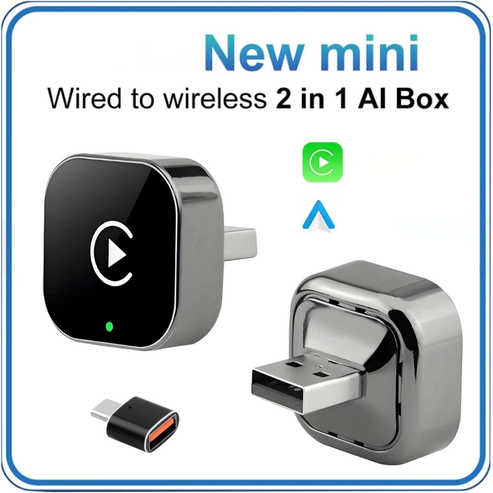 

USB-адаптер CarPlay 2-в-1 для беспроводного подключения (преобразует проводное в беспроводное) для CarPlay и Android Auto, для штатных систем OEM, Smart Box 5V