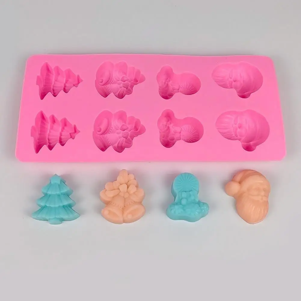 Silicone Candy Molds 3D Christmas Chocolate Molds Easy to Demold Santa Clause Christmas Tree Bell Shape Baking Molds