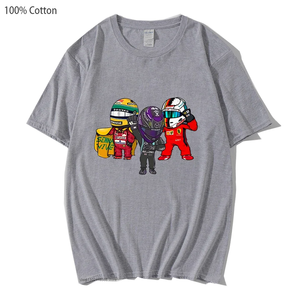 Cartoon F1 Car Print Thisrt Mini Driver Fans Lovers T-Shirts Long Sleeve Summer Men Women Tee 100% Cotton Tee-shirt High Street
