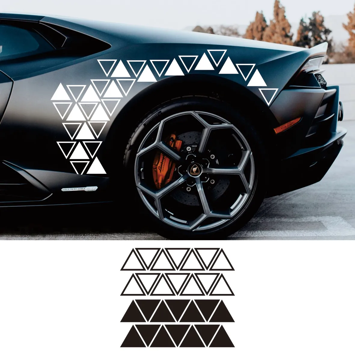 Pegatinas triangulares equiláteras para coche, calcomanías de vinilo decorativas para todos los coches, 28 piezas