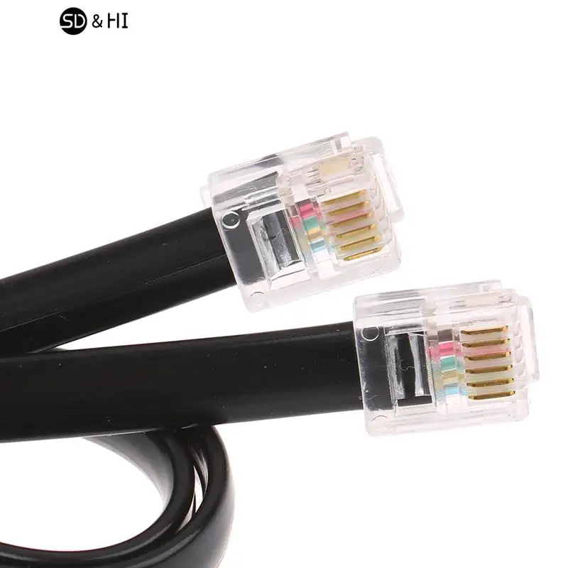 RJ11 RJ12 6P6C Data Cable, Male to Male Modular Data Cord Straight Wiring Pinout Telephone Handset Voice Extension Cable