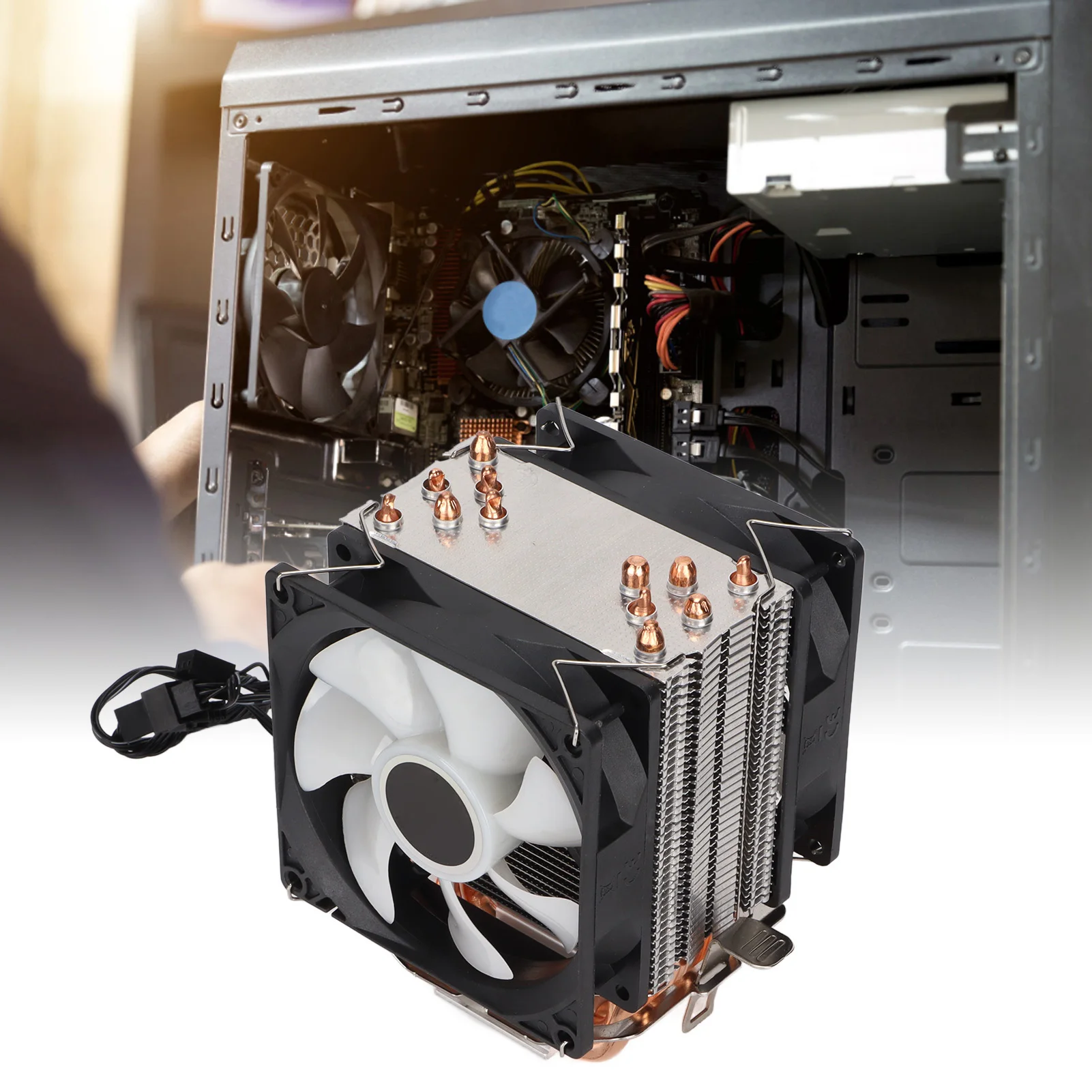 CPU Cooler Direct Contact Technology  Airflow Low Noise Excellent Heat Dissipation Six Tubes RGB 3pin CPU Fan CPU Cooler