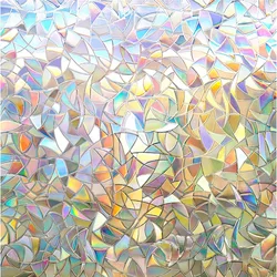 Window Privacy Film, Rainbow Window Clings, 3D Decorative Window Vinyl, Stained Glass Window Decals, Static Cling Window Sticker