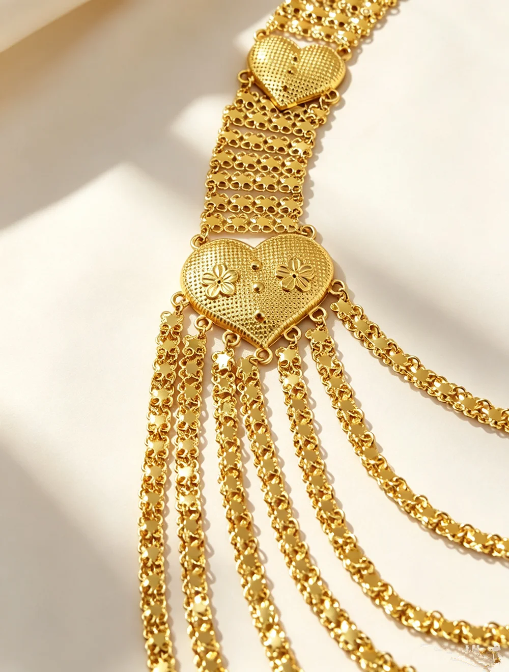 Moroccan Luxury Gold-Plated Bridal Belt with Multi-Layered Tassels Adjustable Ladies Body Chain Fashionable Wedding Accessory