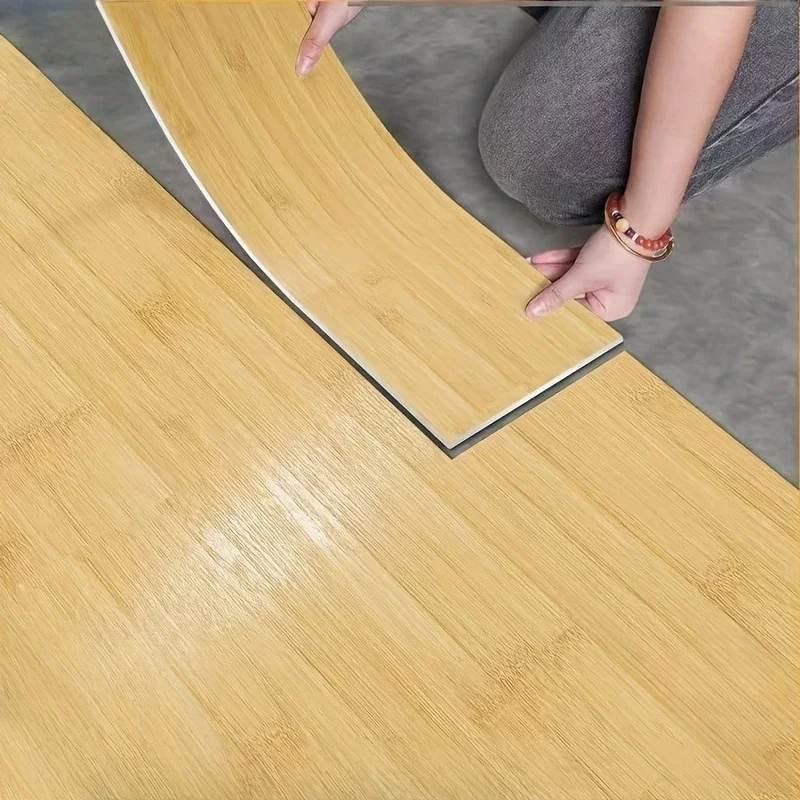 Self-Adhesive Wood Grain Vinyl Floor Tiles Waterproof Scratch-Resistant Easy Peel & Stick Floor Sticker for Home and Office