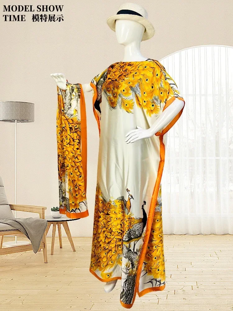 

2025 New Fashion Abaya Oversize African Women Clothing Dubai Dashiki Loose Casual Floral Dresses Loose Long Dress Vintage