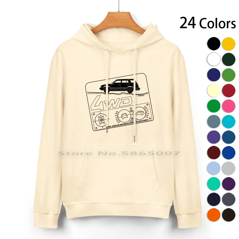 Tercel Sr5 4wd Wagon Al25 Bw Clinometer Pure Cotton Hoodie Sweater 24 Colors Japanese Car Tercel 4wd Four Wheel Drive 80s Car