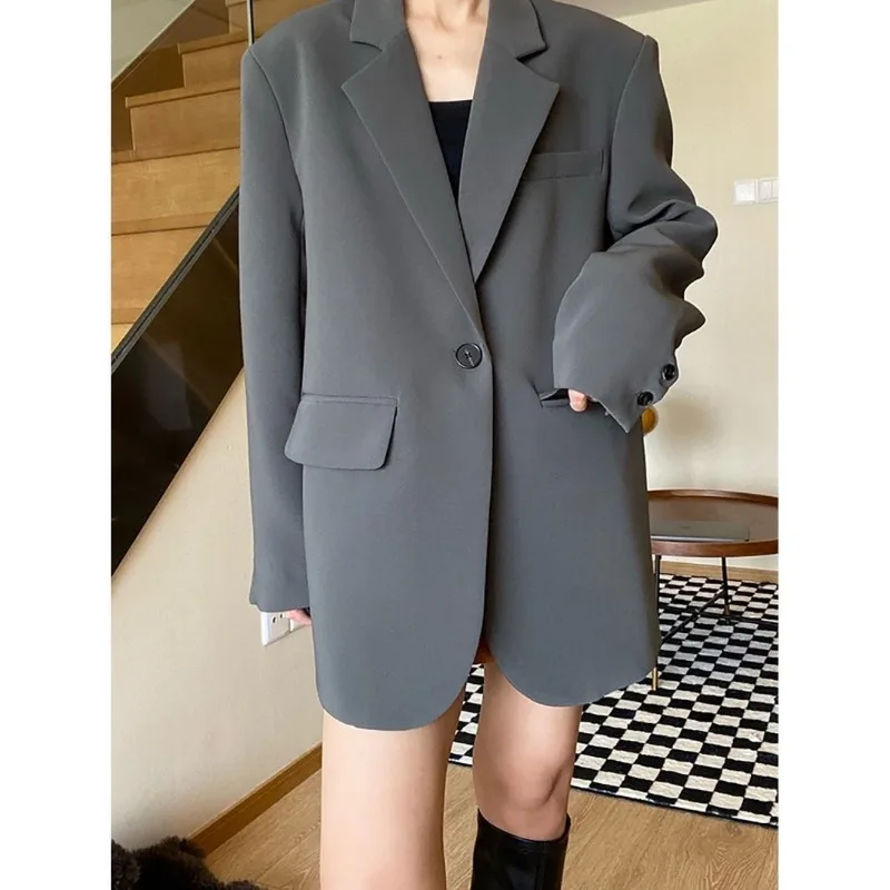 Oversize Luxury Black Blazer Women Spring Autumn Coat High-end Loose Casual Long Sleeve Design Suits Chic Blazer Mujer New