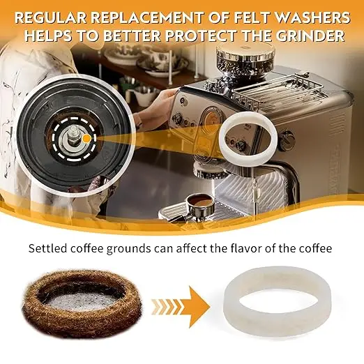 Felt Washer Replacement Compatible with Breville Espresso Machine Grinder – BES870 BES878 BES880 BCG820 BES980 – Wool Ring