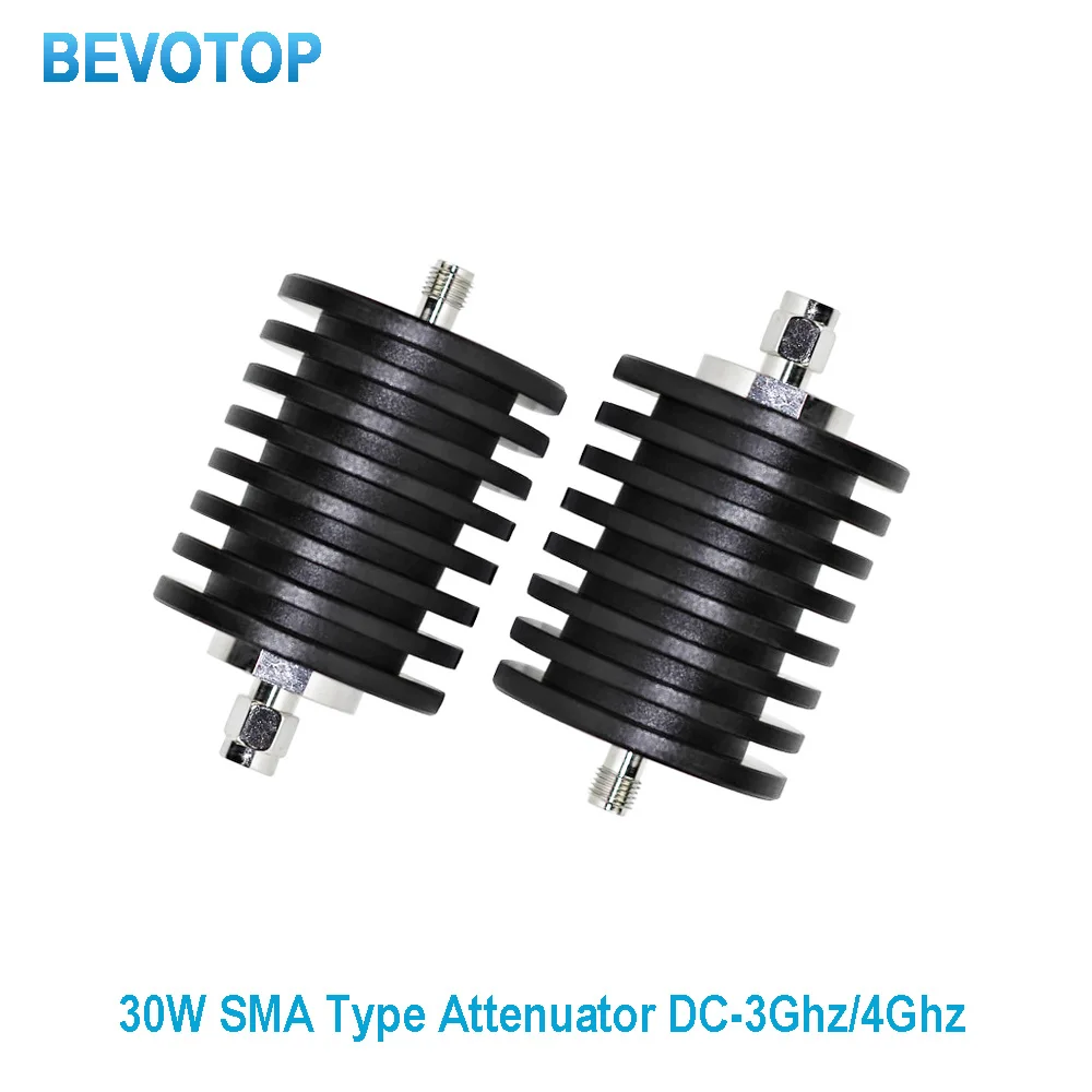 30W SMA Type Attenuator DC-3Ghz/4Ghz 1/2/3/5/6/10/15/20/30db/40db SMA Male Plug to Female Jack RF Coaxial Power Connector 50ohm