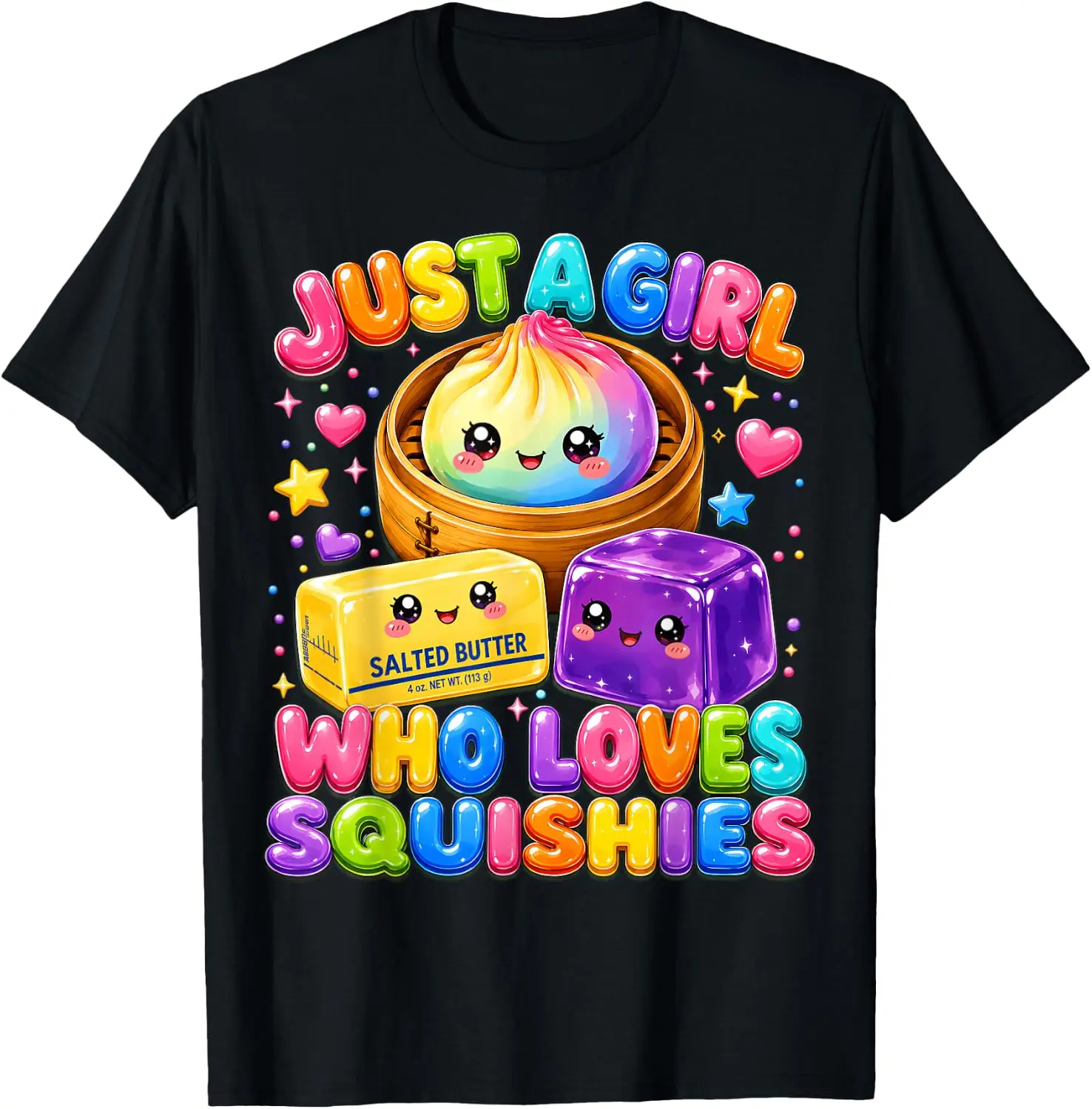 Just A Girl Who Loves Squishies T-Shirt Men Women Unisex Novelty Graphic T‑Shirt, Classic Crew Neck 100% Cotton Tee, Lightweight Anti‑Pilling Breathable Casual Tops, Year‑Round Daily Outfit, Holiday Birthday Present Tee for Friends Family