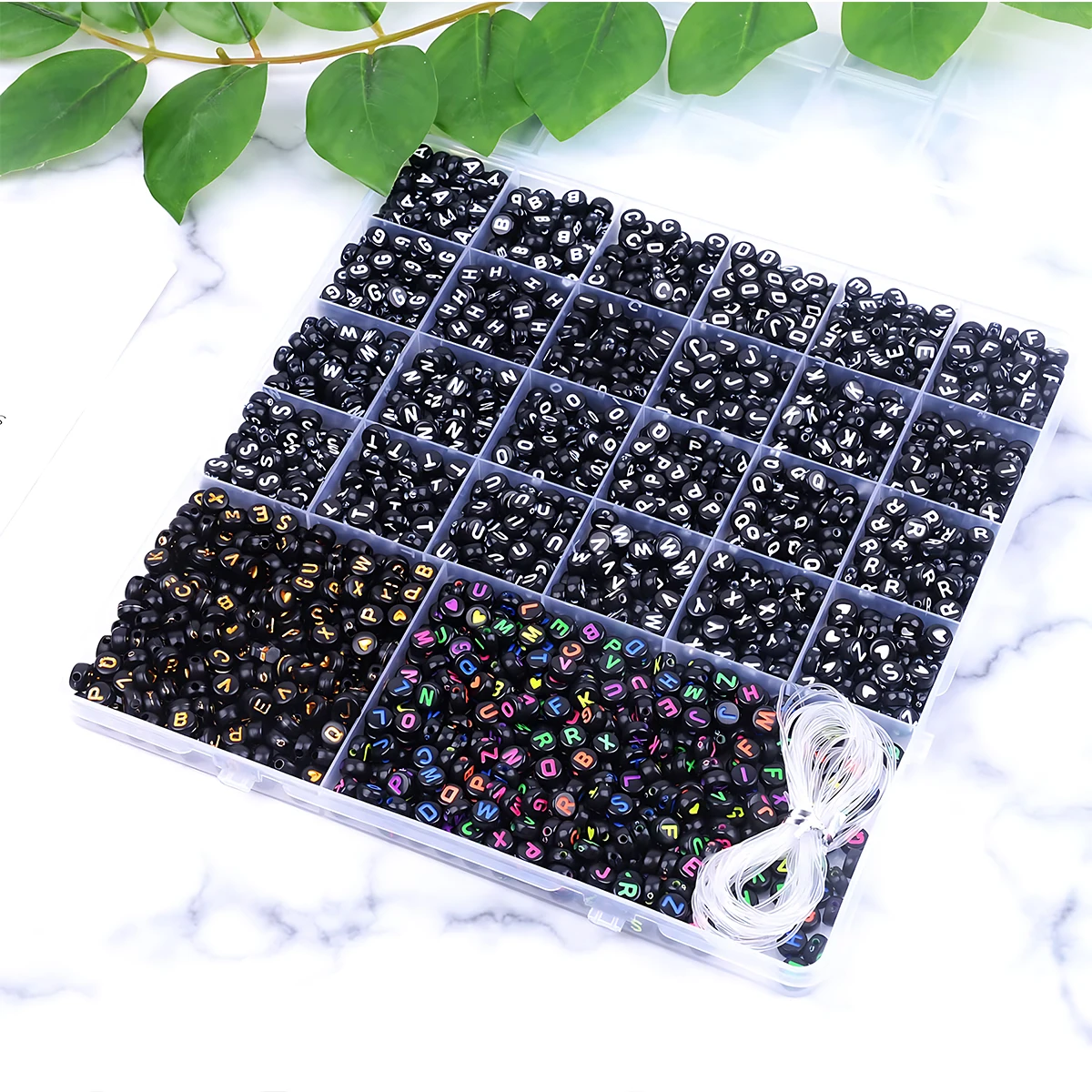 1020PCS A-Z Alphabet Beads 3 Colors Black round Jewelry Making Supplies for Teen Girls Friendship Bracelets Craft Gift Set 4x7mm