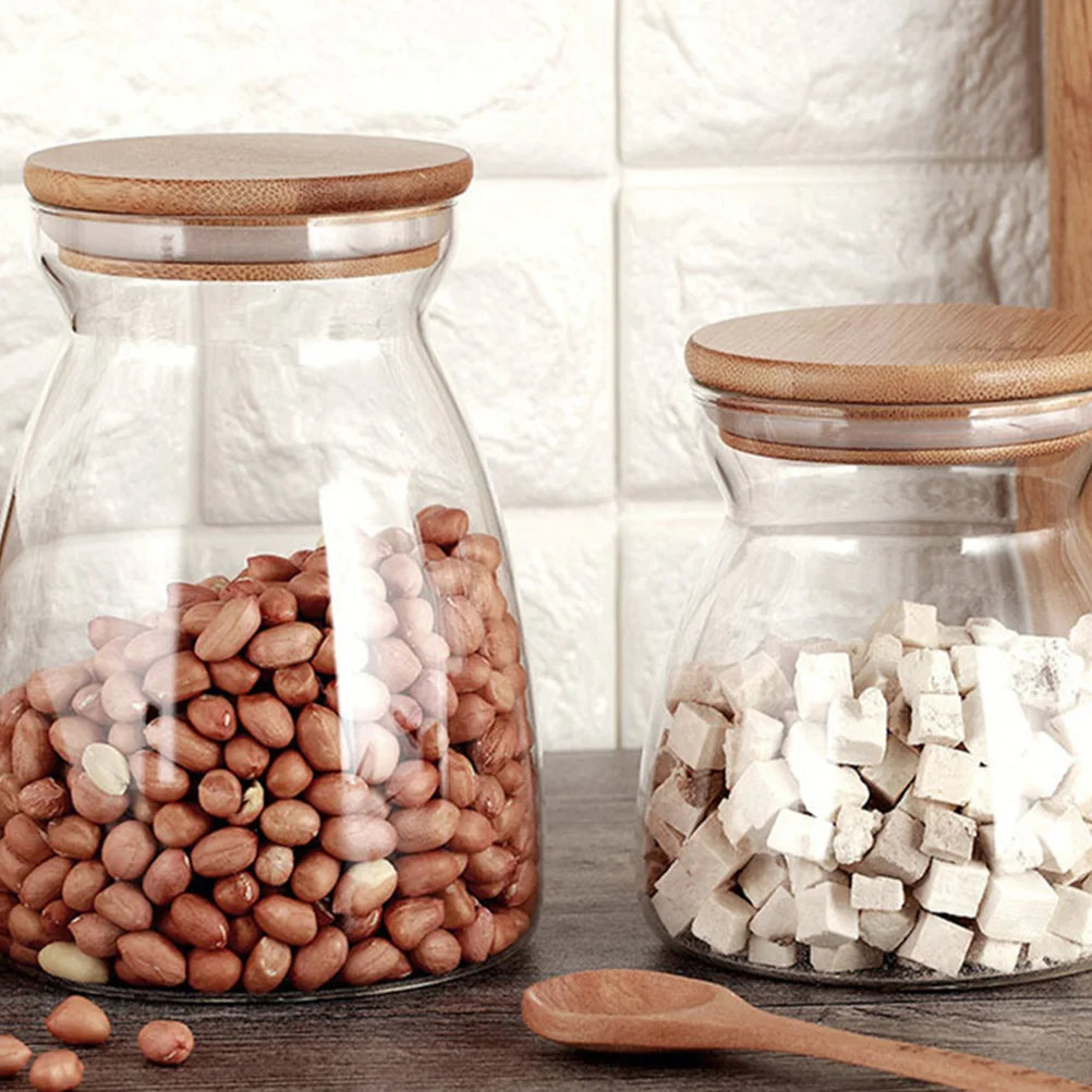 

2pcs Food Containers Airtight Glass Jars for Glass Tea Jar Tea Coffee Sugar Sealed Canisters Home Kitchen