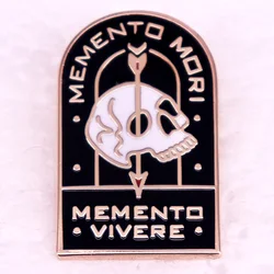 Memento Mori Memento Vivere Badge Gothic Skeleton Skull Enamel Pin Halloween Fashion Unisex Brooch Backpack Decorate
