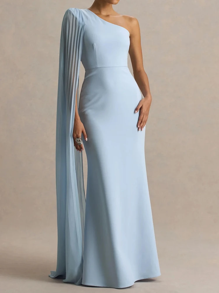 غير متناظرة قبالة الكتف عالية الخصر سليم صالح فستان طويل عطلة بلون فستان أنيق 2026 جديد الصيف المرأة مساء اللباس