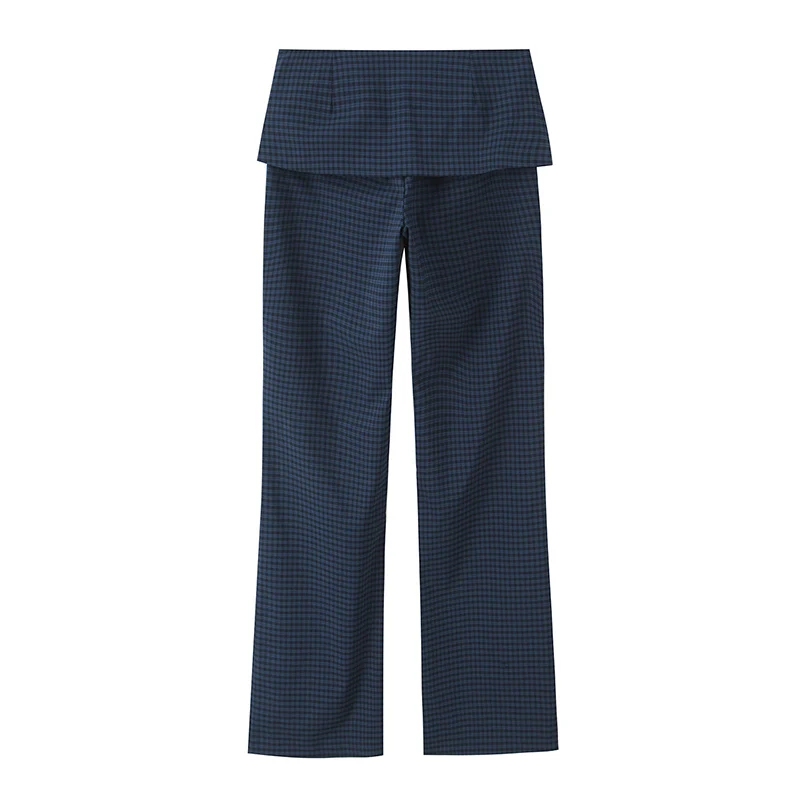 Pantalon à carreaux Chic pour femmes, pantalon droit décontracté, nouvelle mode avec ceinture, taille haute, tenue de bureau, automne 2025